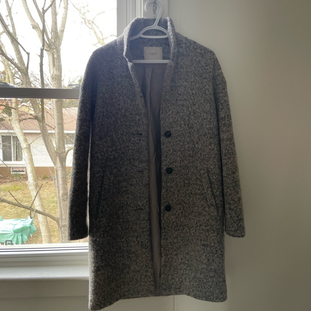 Selected Femme Gray Wool Blend Coat